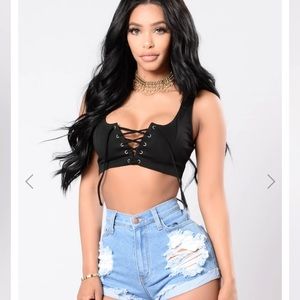 LACEUP RUNNER UP CROP TOP FASHION NOVA SIZE S